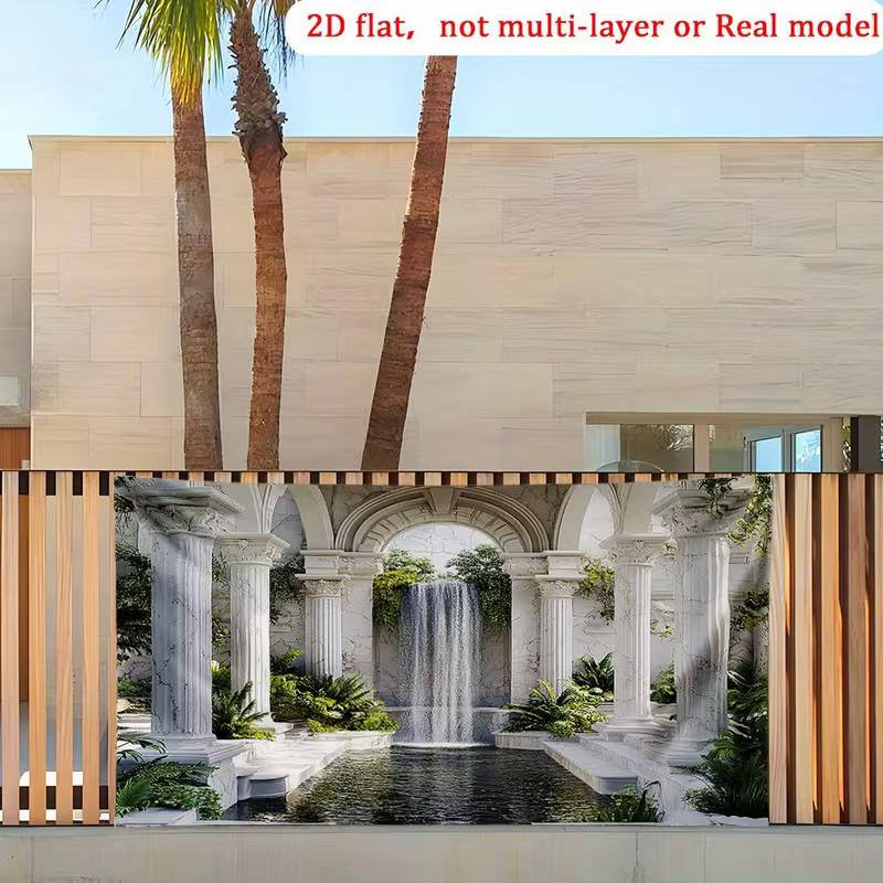 2D Classic Column Waterfall Wall Tapestry Archway Landscape Background Cloth