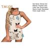 2db/szett Lady Homewear felső rövidnadrág öltöny Butterfly Print Ujjatlan, hát nélküli mellény Rugalmas magas derekú rövidnadrág Camis Shorts Outfit Lady Summer