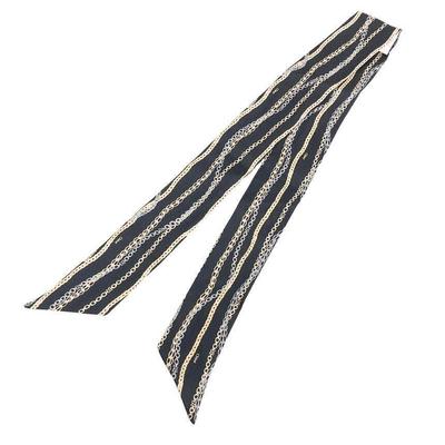 Used Chloe Silk Tie Scarf Black Aq13432
