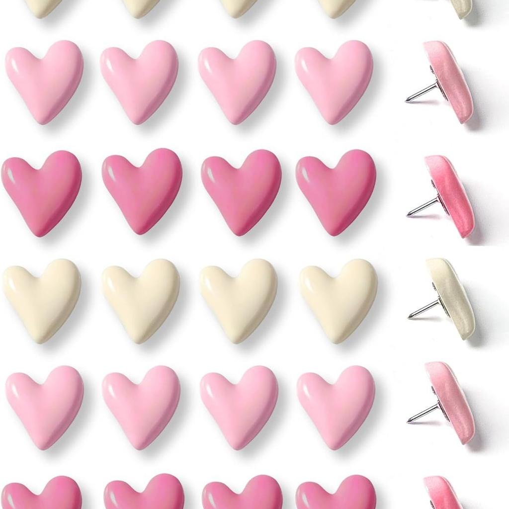20pcs Pink Heart-Shaped Push Pins - Creative Love-Themed Office & Home Decor, Durable ABS Material, Ideal for Organizing Notes