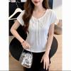 Korean White Shoulder Short-sleeve T-shirt for Women, Summer Waist-tightening and Slim Design, Chic and Stunning Top for Women