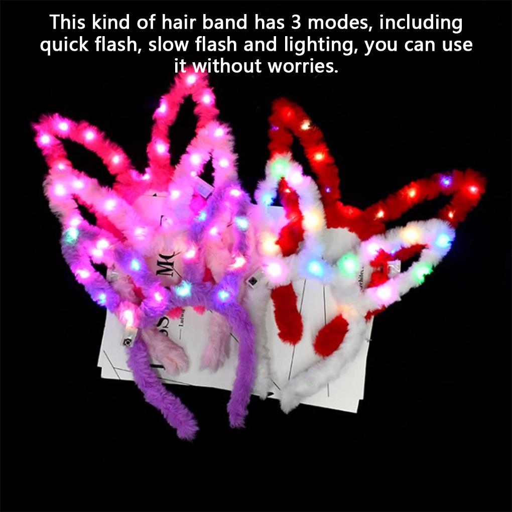 10 Pieces Ear Headband Flashing Lighting Hairband Feather Decorative Headwear Adult Unisex Battery Operated Cosplay Dancing