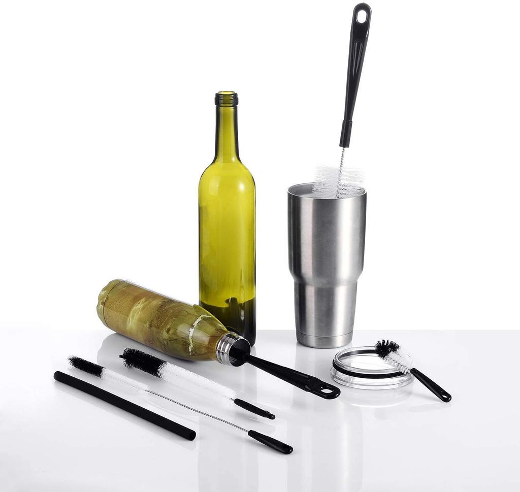 Set di 8 Spazzole per Tubi Manico Lungo Pulitore per Bambini Lavaggio Collo Stretto Spazzole per Pulizia Bottiglie di Birra