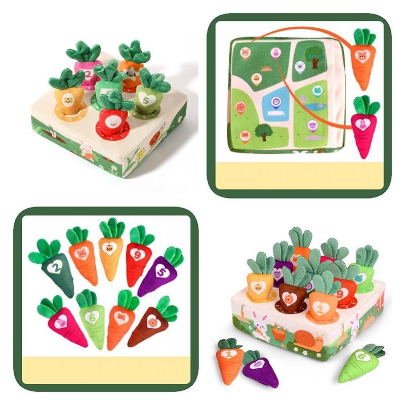 Educational Plush Toy For Children Shape Color And Number Recognition Farm Carrot Puller