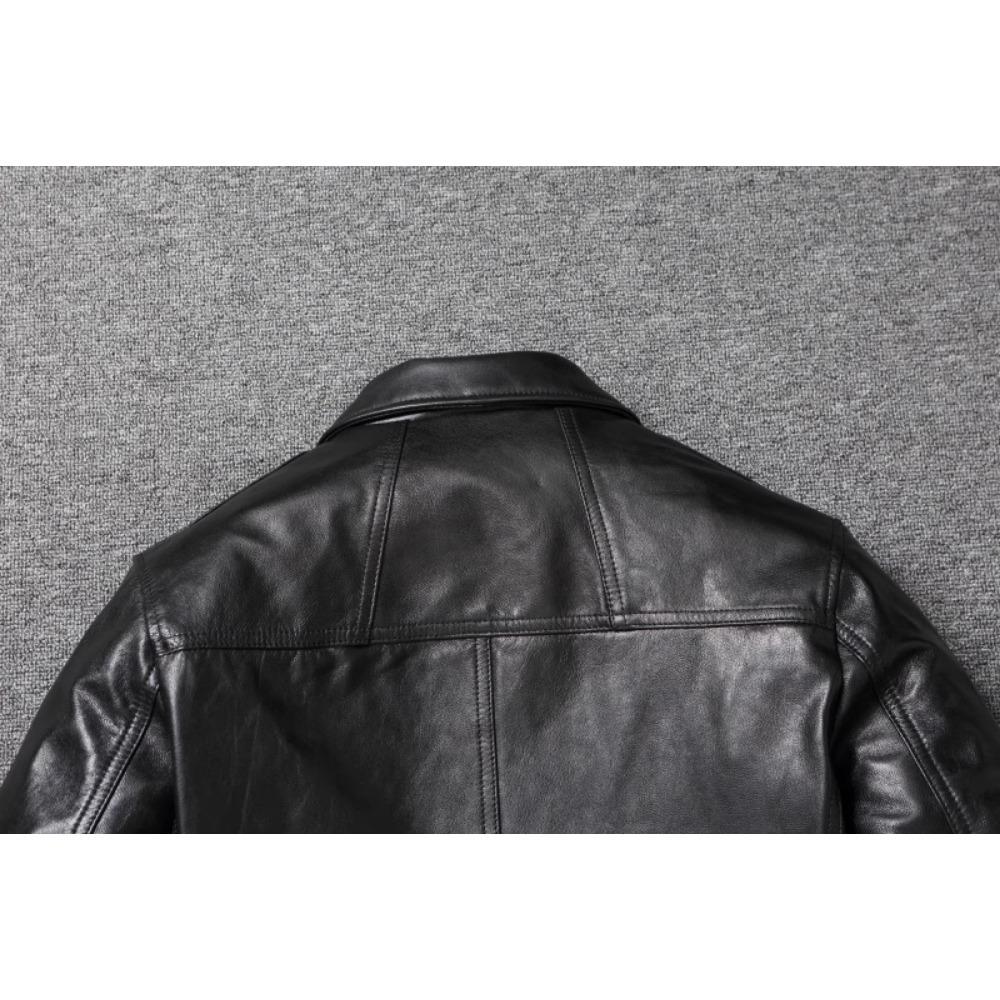 Chinese Size Men Leather Jacket Uncoated Goatskin Leather Soft Slim Spring Autumn