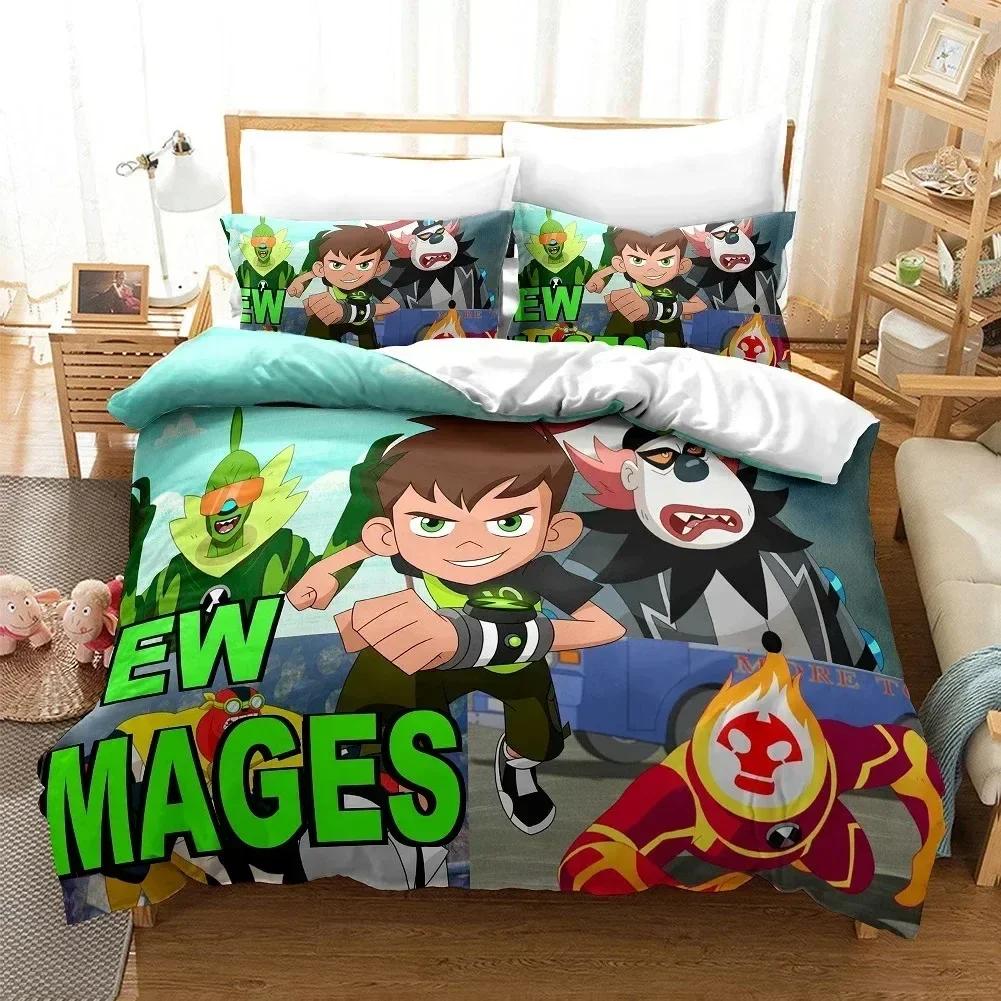 3D Cartoon Ben10 Duvet Cover with Pillow Cover Bedding Set Printed Bed Set With Pillowcase Soft Queen King Size Bedclothes Home
