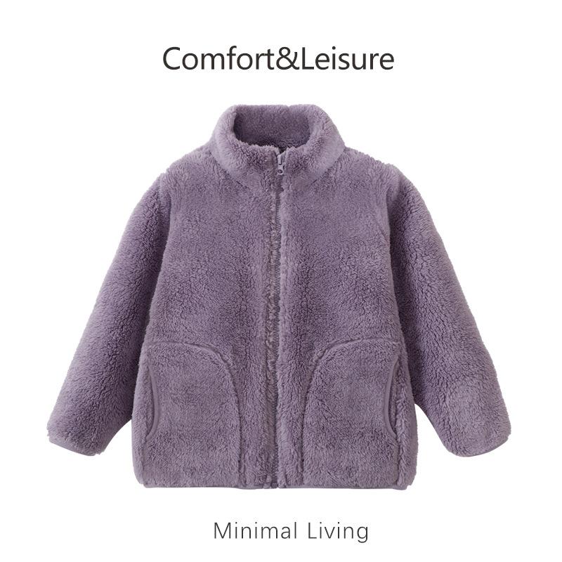 Kids Thickened Warm Solid Long Sleeve Stand Collar Winter Outerwear Coat