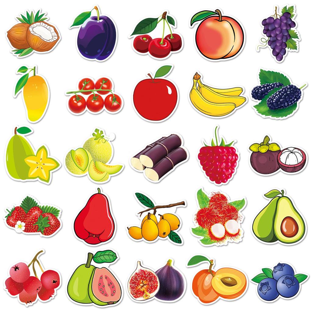 50pcs Waterproof Fruit Stickers for Suitcase, Scooter, Computer, Tablet - Creative Cartoon Graffiti Decorations