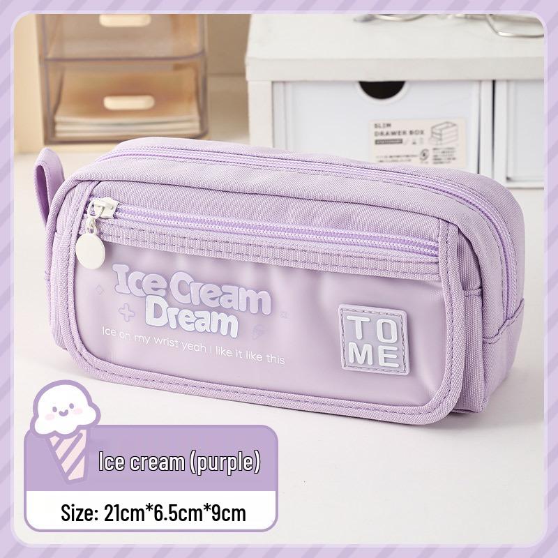 

Large Capacity TPU Pencil Case with Flip Cover and Double Zipper for Students - Oxford Cute Design