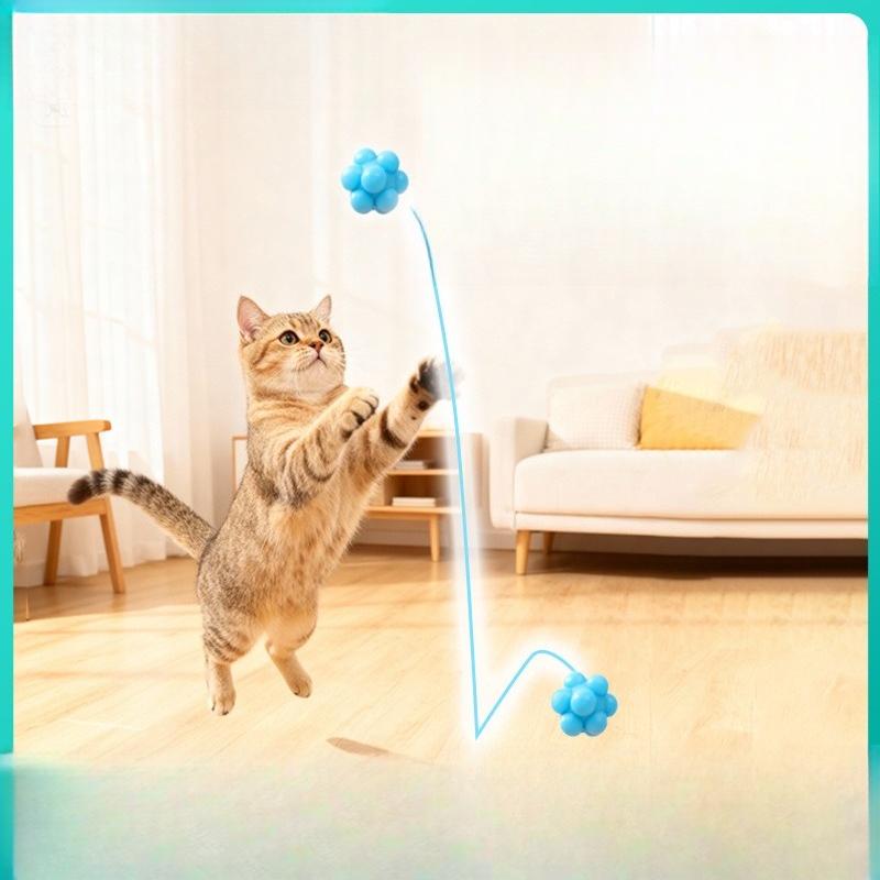 Cat Toy Polygonal Elastic Ball, Bite-resistant Teasing Cat Ball, High Elastic Toy Ball, Cat Self-pleasure Relief Pet Toy