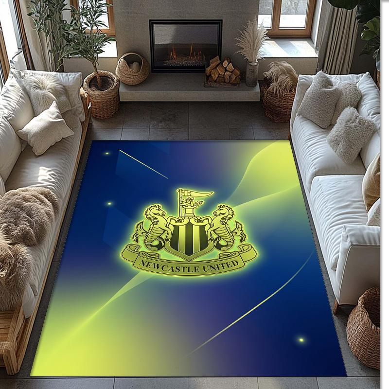 Tappeto in Velluto di Cristallo con Stampa di Calcio del Newcastle United, Comodo Assorbente d'Acqua Antiscivolo Tappeto per Pavimento Interno