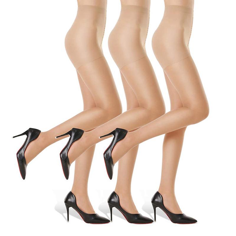 

Kave 3 Pairs 20D Women S Sheer Tights Ultra Thin High Waist Pantyhose Thigh High Stockings XL