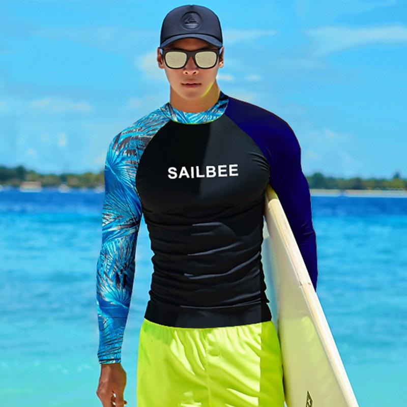 Mens Long Sleeve UPF 50 Rash Guard Top With Matching Swim Shorts Pants Set Snorkeling Surfing Swimming