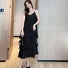 French super fairy V-neck mid-length slip cake dress women's new Korean version of the seaside resort beach dress