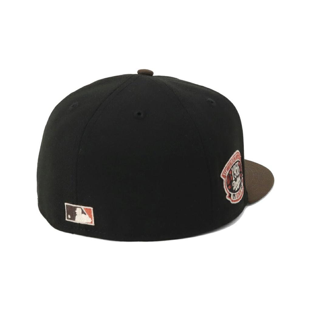 New Era 59FIFTY Side Patch MLB Los Angeles Dodgers Fitted Cap, LA Black/Walnut 2-Tone Under Visor, ONSPOTZ Exclusive, Size 7 1/4, Unisex