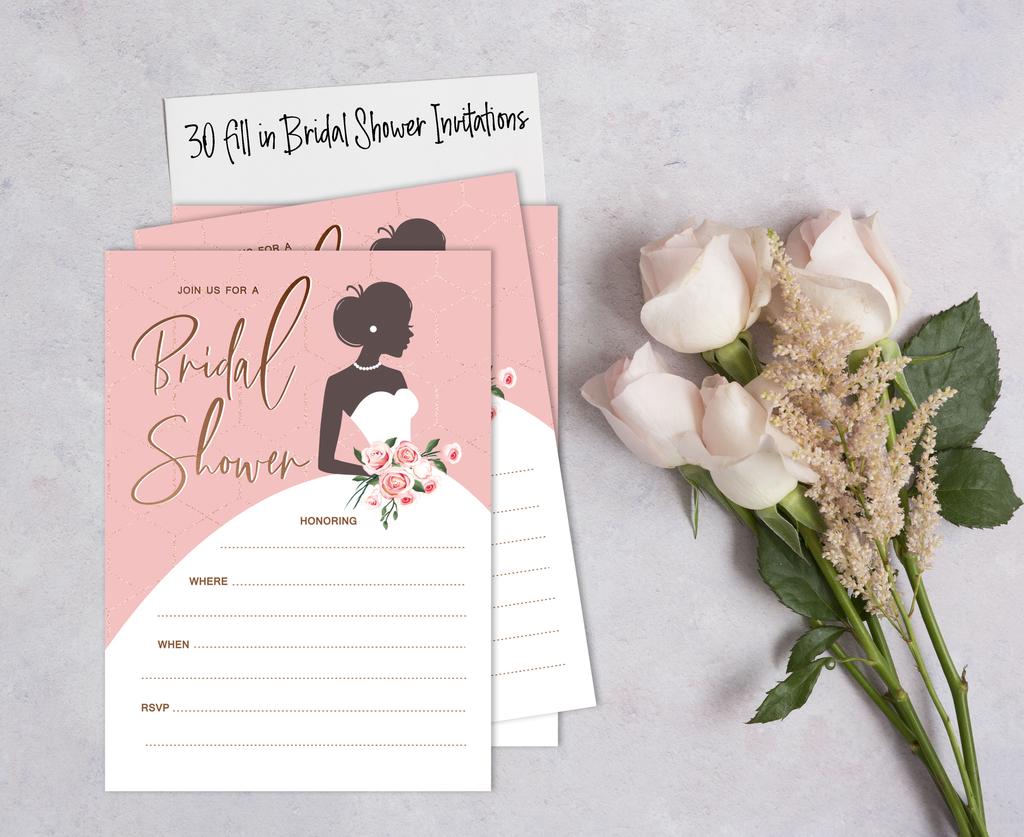 Inkdotpot 30A  FloralA  Fill-In Style Bridal Shower Invitations Wedding Blank