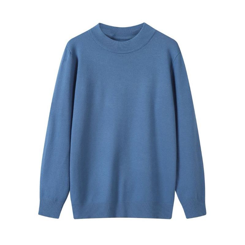 Autumn and winter new solid color simple round neck imitation cashmere sweater men's loose casual warm top women