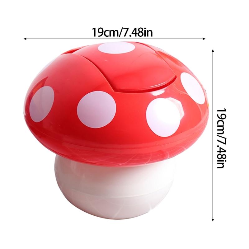 Lovely Mushroom Designs Waste Bin With Sealed Cover Sturdy ABS for Kitchen Kid Room