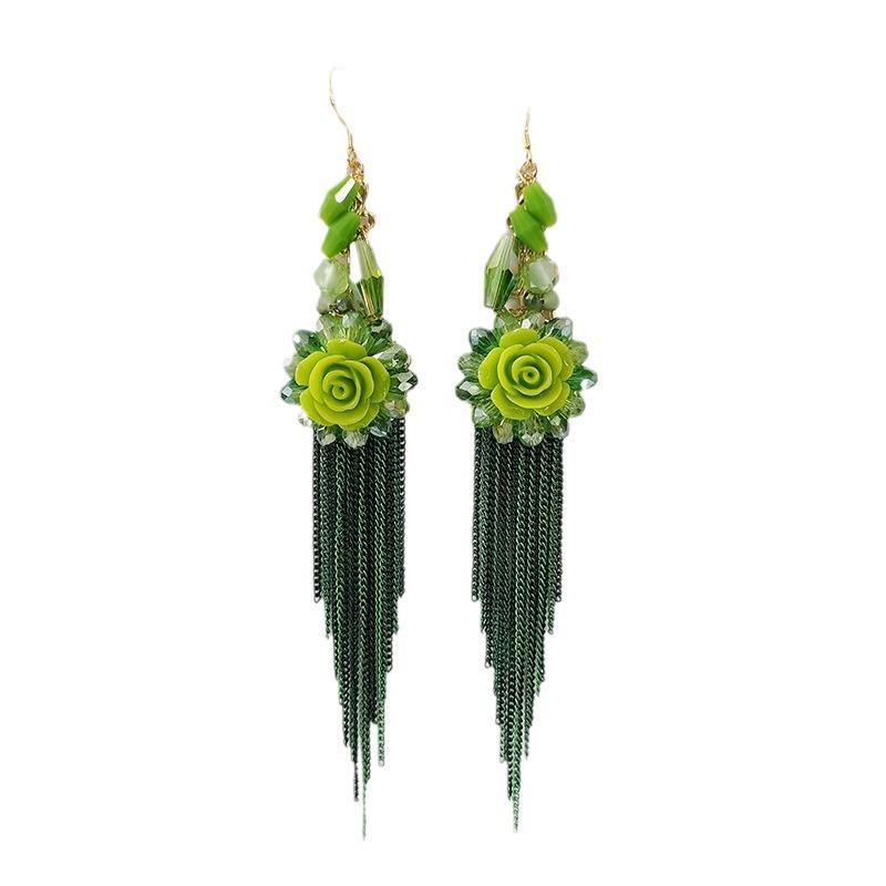 Ethnic Style Purely Handmade Long Fringed Earrings Bohemian Retro Temperament Earrings Women