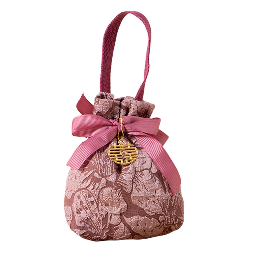 1PC Fabric Bag Traditional Chinese Wedding Drawstring Candy Gifts Packaging Bag For Wedding Birthday Party Decor Jewelry Pouches