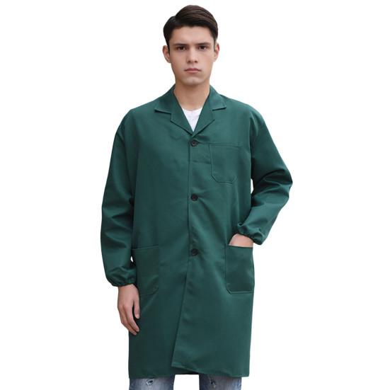 

Work Coat Lapel Long Sleeve Single Breasted Easy Care Wrinkle Resistant Work Jacket with Large Patch Pockets Functional