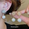 18K Gold-Plated Zircon Pearl Snowflake Earrings: Exquisite High-End Autumn Winter Jewelry