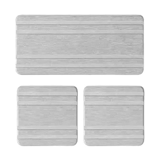3Pcs Water Absorbing Stone Tray Stripe Design Quick Drying Sink Drain Mat Anti-Slip