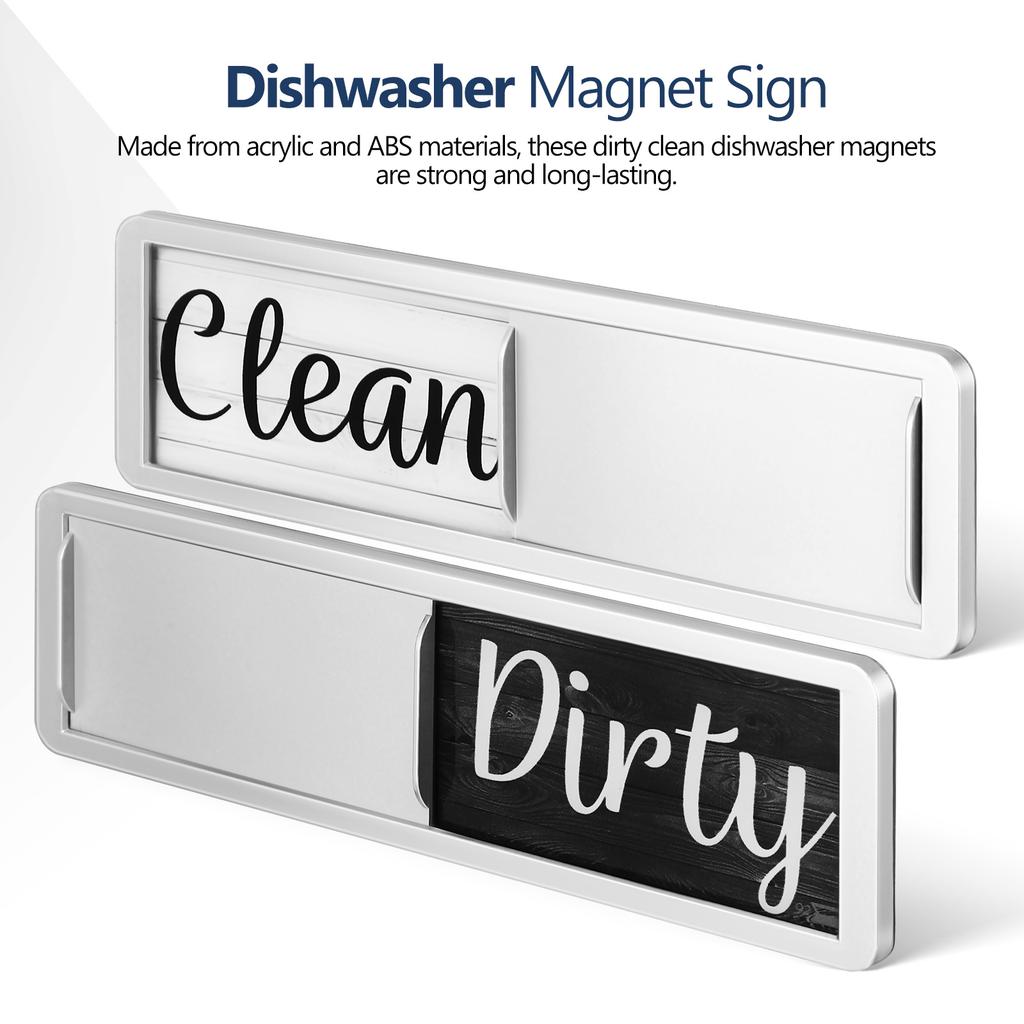 Acrylic ABS Magnetic Dishwasher Sign Clean Dirty Indicator Fridge Magnet Home Decor Multi Functional Metal Surface