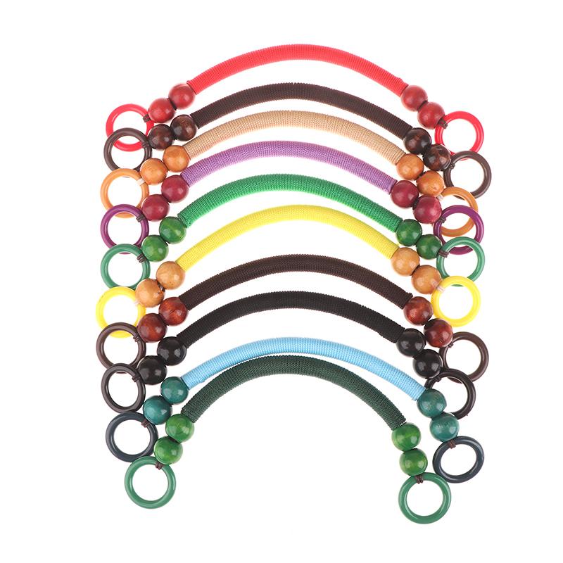 1Pc 10 Colors Wood Beads Purse Handles For Bag Making Purse Straps Wood Beaded Bag Handles Replacement Handbag Handles