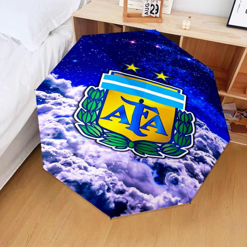 1 Stück Argentinien Fußballverein Bedruckter Regenschirm Faltbarer Regenschirm, Automatischer Regenschirm 8-Speichen für Reisen, Camping Fan Geschenke Weihnachtsgeschenke