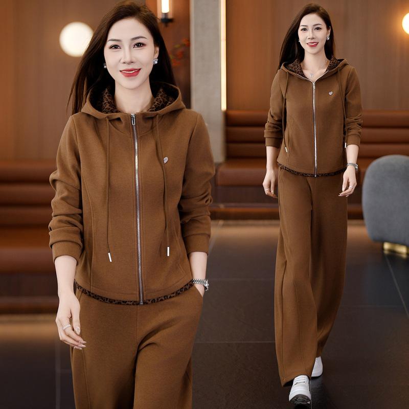 2026 Women's Two-Piece Sportswear Set: Casual Loose Hoodie & Long Pants for Spring & Autumn, Plus Size Available