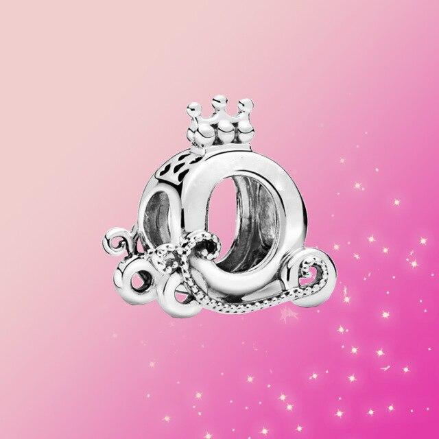 Charm-Anhänger aus 925er-Sterlingsilber, Kürbis-Wagen-Charm, glänzender Zirkon-Schmuck, passend für Original-Mode, für Damen, Armband, Schmuck, Geschenk