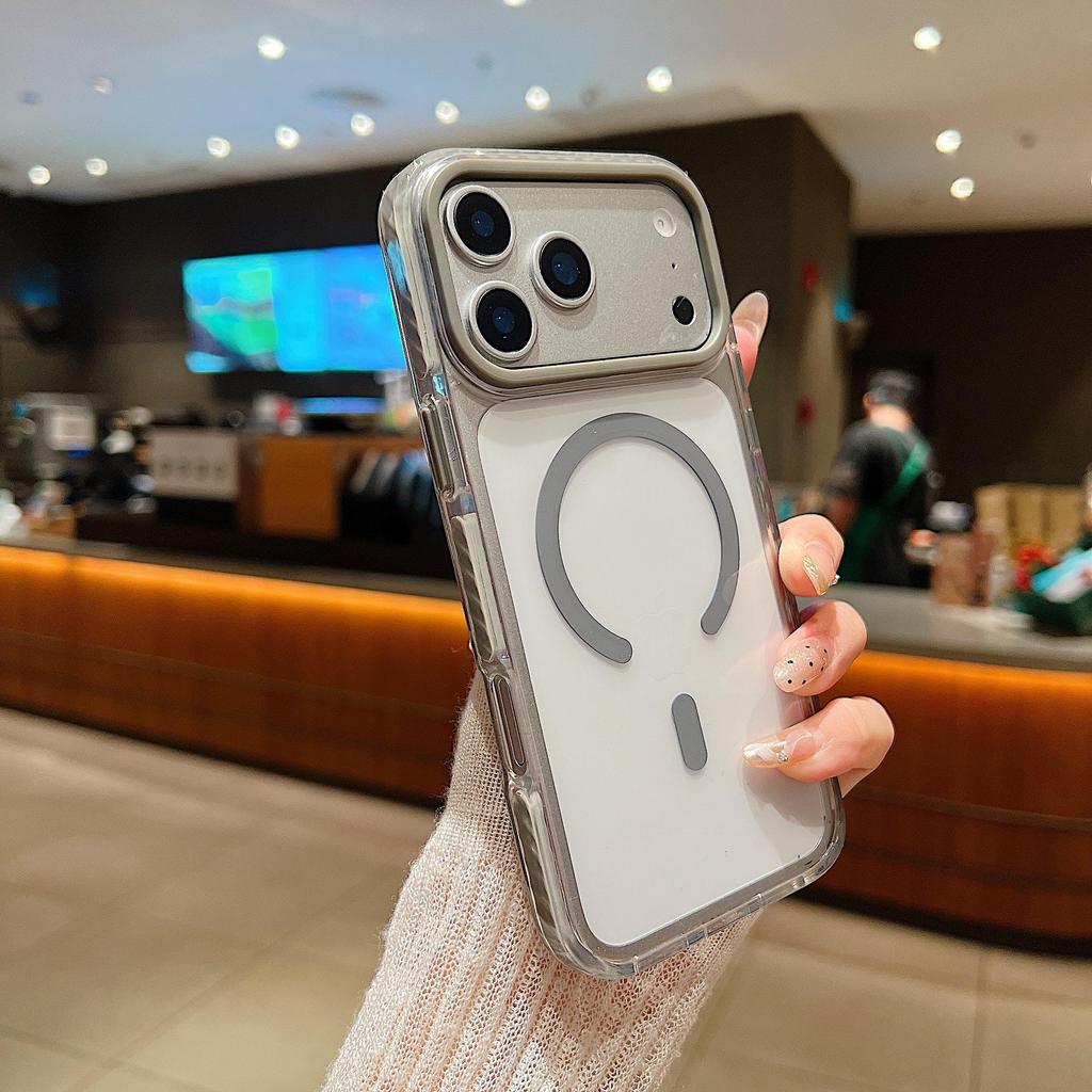 Two-Color Magnetic Acrylic Phone Case for iPhone 17 Pro Max with Large Hole Design