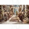 MOON.QG Wooden Fence Entrance String Lights Christmas Background Backdrop Child Studio Photobooth Photozone Photography Props