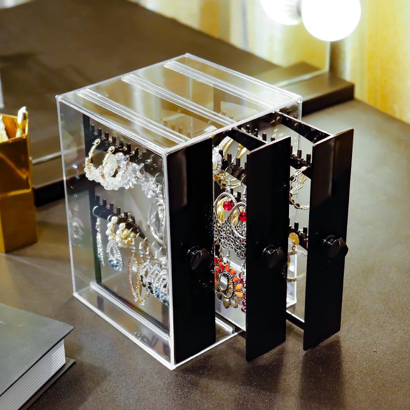 Acrylic Dustproof Earring and Necklace Organizer Box - Transparent Japanese Hanging Rack
