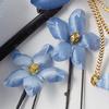 Kamakura Kogei Japanese hair ornament set Carnation flower hair 3 blue [Kamakura Craft] 5-piece clip, hairpin, U-pins, (ulmarine)