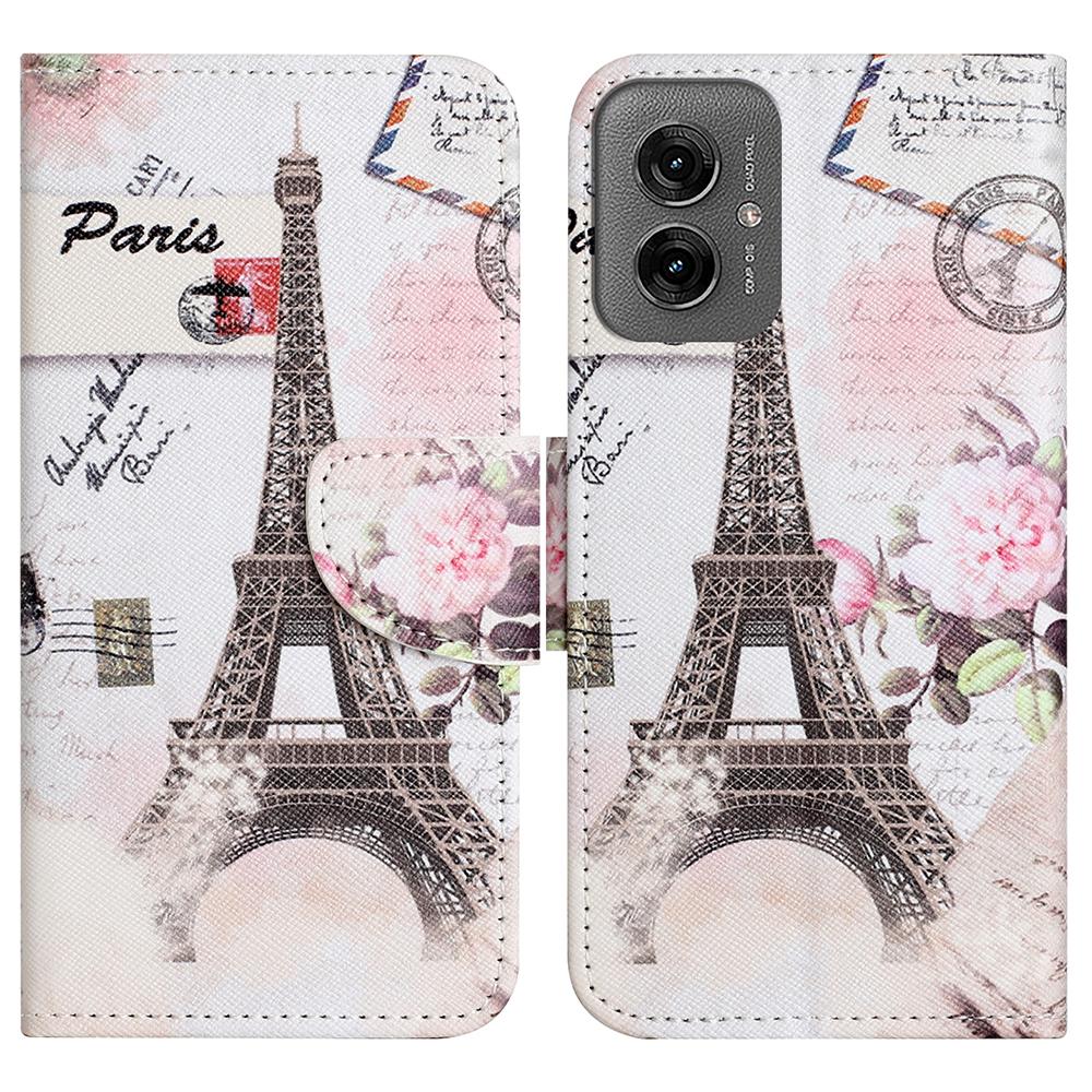 For Motorola Moto G55 5G Case Cross Texture Leather Phone Cover Pattern Printing