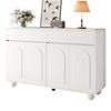 Sideboard Wohnzimmer mit geschwungenen Türen, Moderner Schrank aus Spanplatte und MDF, Runde Metallfüße