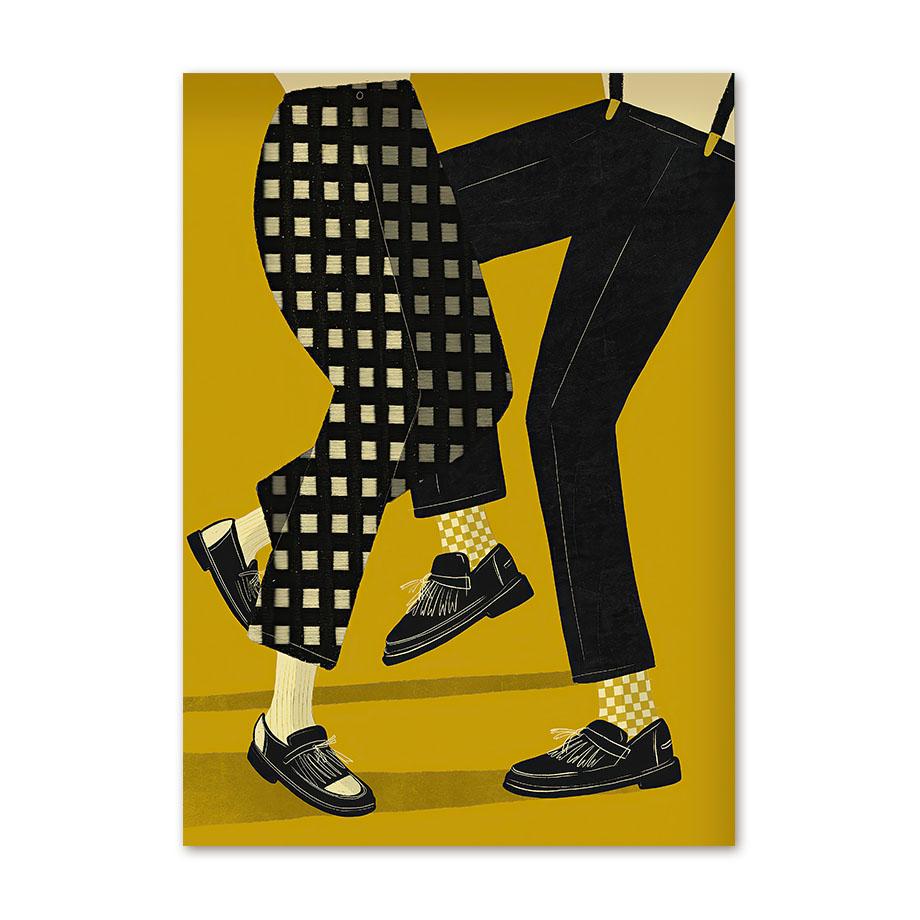 Dancing Couple Illustration Card Northern Soul Girl Wall Art Canvas Painting Nordic Posters Prints Pictures Living Room Decor