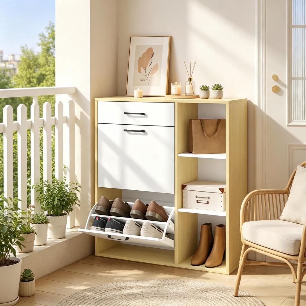 3-in-1 Shoe Rack, Entryway Shoe Cabinet, Narrow Storage Cabinet, Shoe Organizer