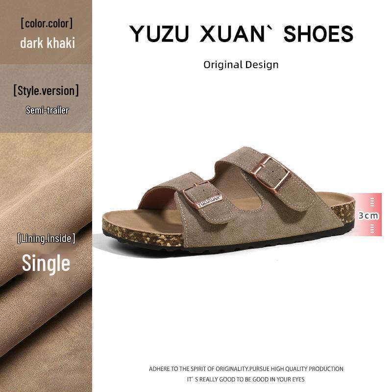 Cowhide Leather Two-Strap Birkenstock Sandals with 3cm Thick Sole - 2026 New Style