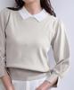 Yours BFXU1764 Collared Puff Sleeve Size Gray Women's Knit, M,