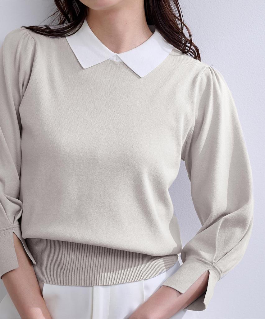 Yours BFXU1764 Collared Puff Sleeve Size Gray Women's Knit, M,