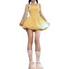 Sweet Petite Yellow Polka Dot Tulip Dress - Spaghetti Strap, Waist-Cinching, Puffy Skirt, Summer Style