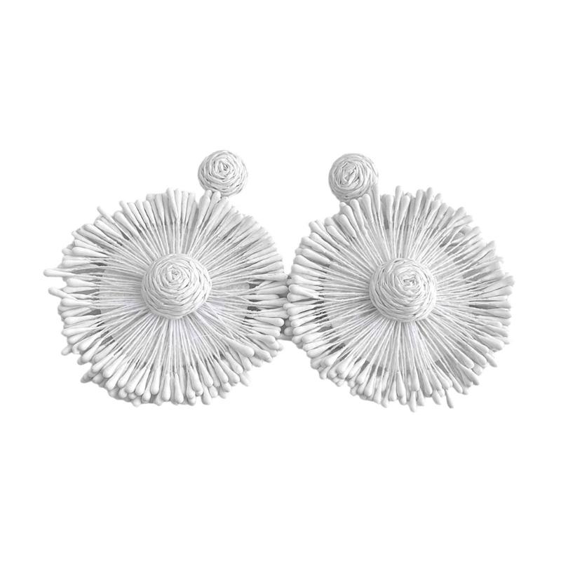 

Богемные серьги-подсолнухи из рафии, ручная работа, легкие, удобные украшения для пляжного отдыха, лето