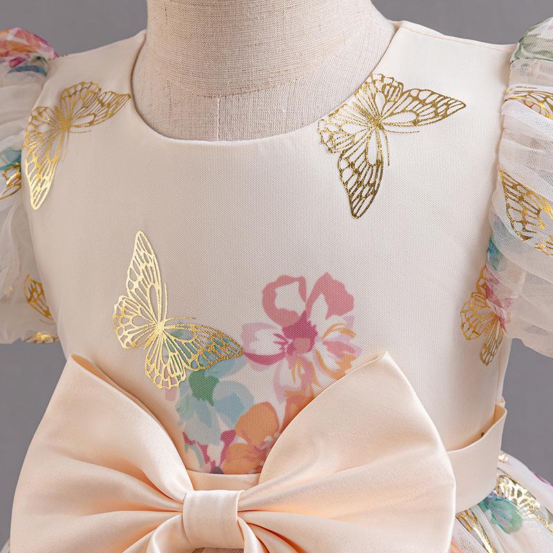 Girls Summer Bow Mesh Princess Dresses Middle Child Wedding Dresses Dresses