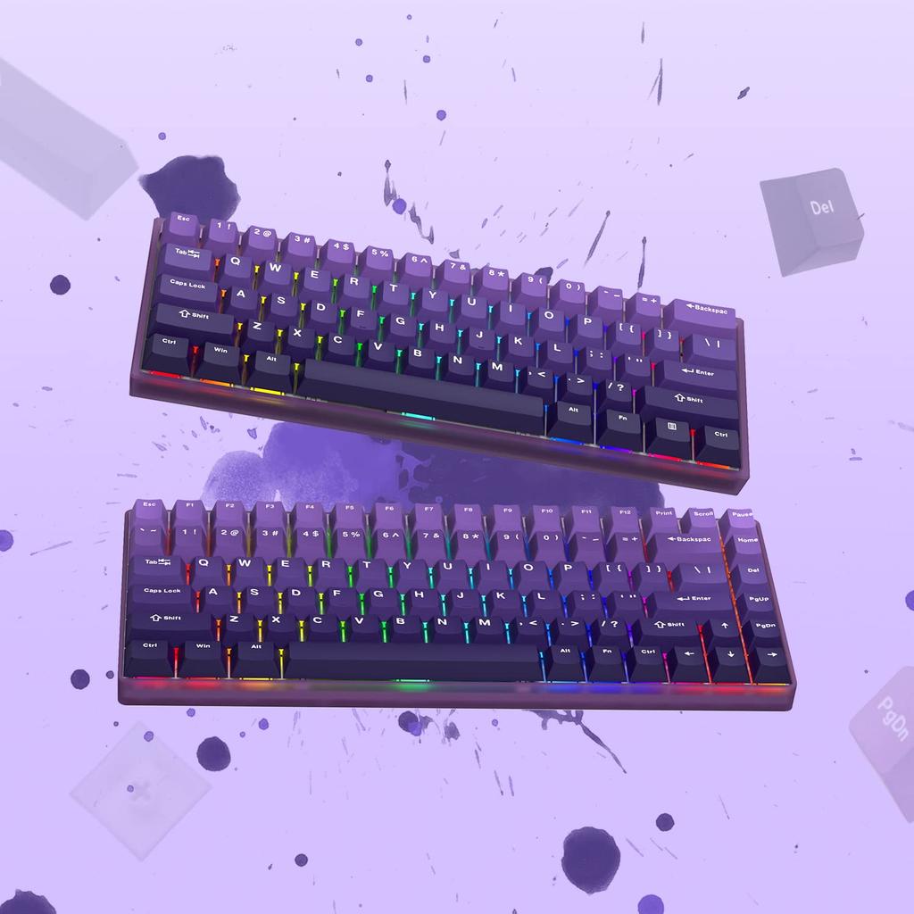 132-Key Purple Cherry Profile PBT Double-Shot Keycaps Full Set for 60%, 65, 75, and 100% Cherry Gateron MX Switch Keyboards (Purple)