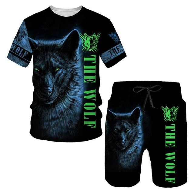 Wolf 3d Printed T-shirt Shorts Suit Male/Female Summer Casual Short Sleeve Tops Men Tracksuit Sets Fashion Men's Clothing Suit