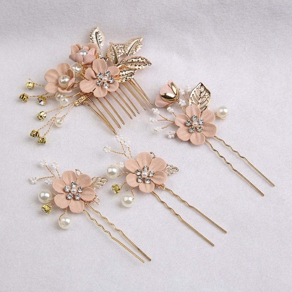 4pcs Pearl Comb Bridal Hair Combs Artificial Flower Flower Hairpins Tiaras Wedding Hair  Bridesmaid