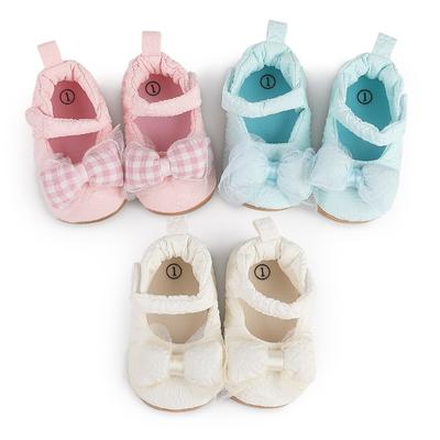 Baby Girls Shoes Retro Solid Color Bowknot Soft Bottom Non-Slip Toddler Shoes Casual Kids Shoes